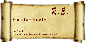 Reszler Edvin névjegykártya